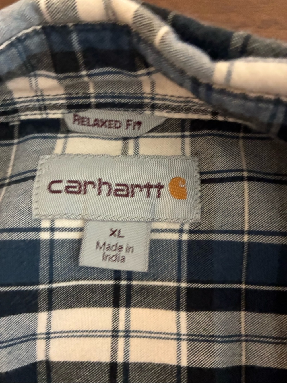 Carhartt Plaid Button-Up Shirt in Navy, White and Cream
